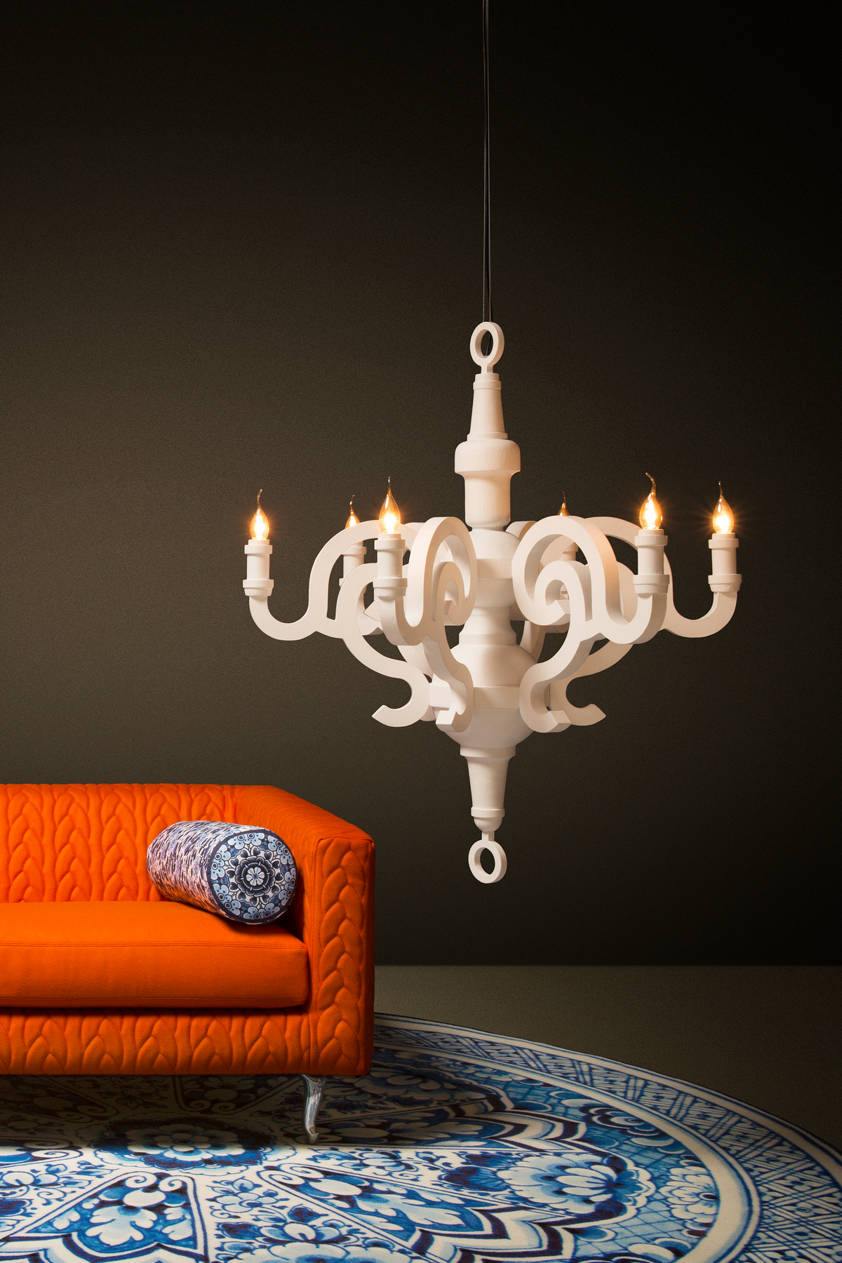 Poetic composition Paper Chandelier and Boutique Sofa